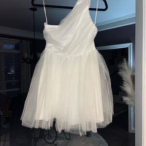 Lulu's White One Shoulder Dress
